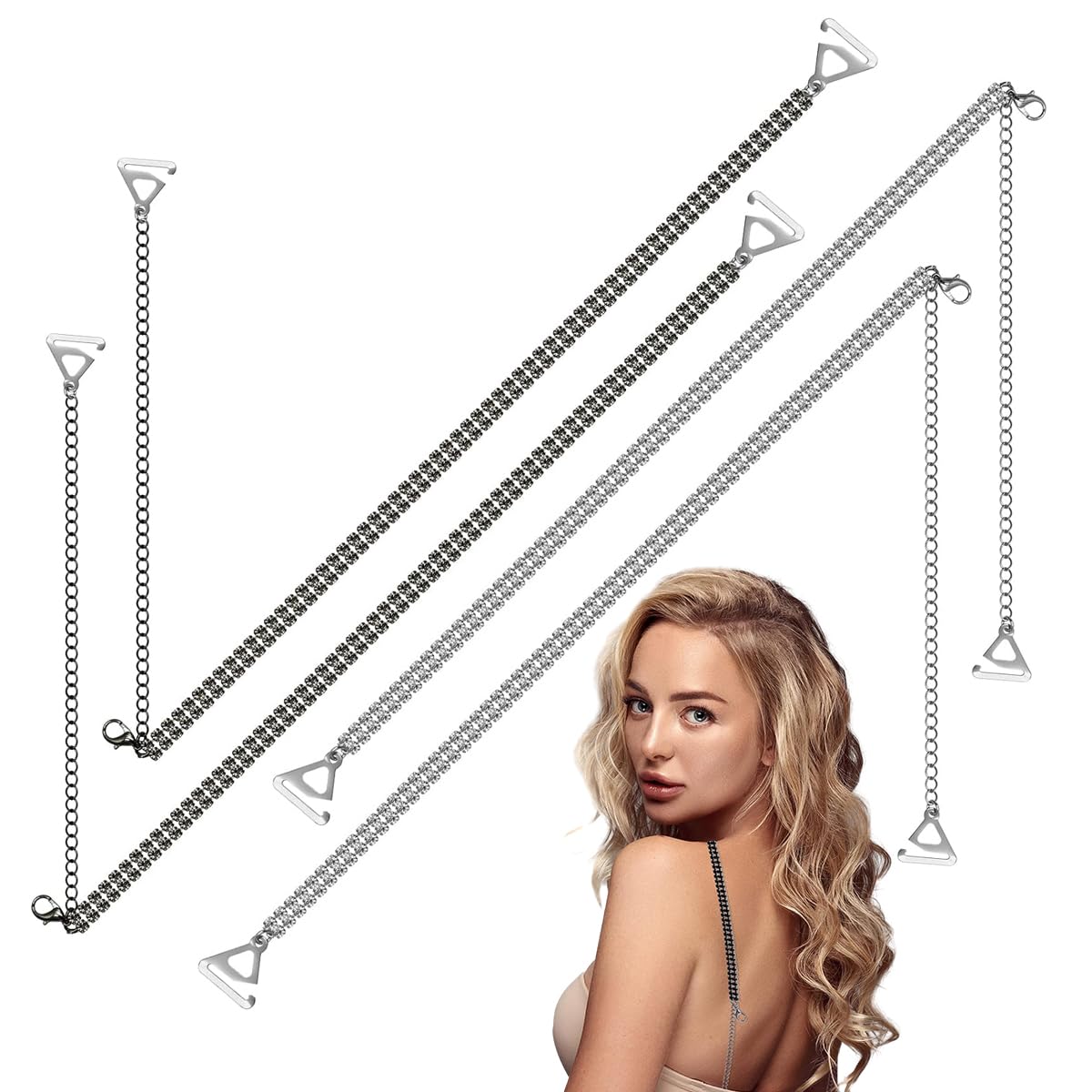 MAYCREATE 2 Pairs Metal Bra Straps for Women, Invisible Shining Rhinestone Bra Strap for Dress, Fashion Non-Skid Adjustable Shoulder Strap for Evening Dress, Bra Tops Dress MAYCREATE 2 Pairs Metal Bra Straps for Women, Invisible Shining Rhinestone Bra Strap for Dress, Fashion Non-Skid Adjustable Shoulder Strap for Evening Dress, Bra Tops Dress